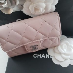 Chanel 18s pink lamb card case Sold!